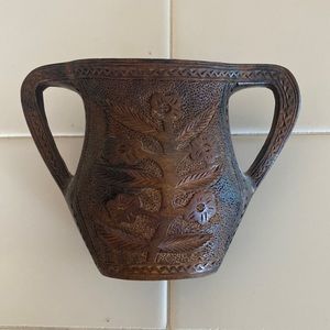 Teak Wooden Antique Container/ Vase